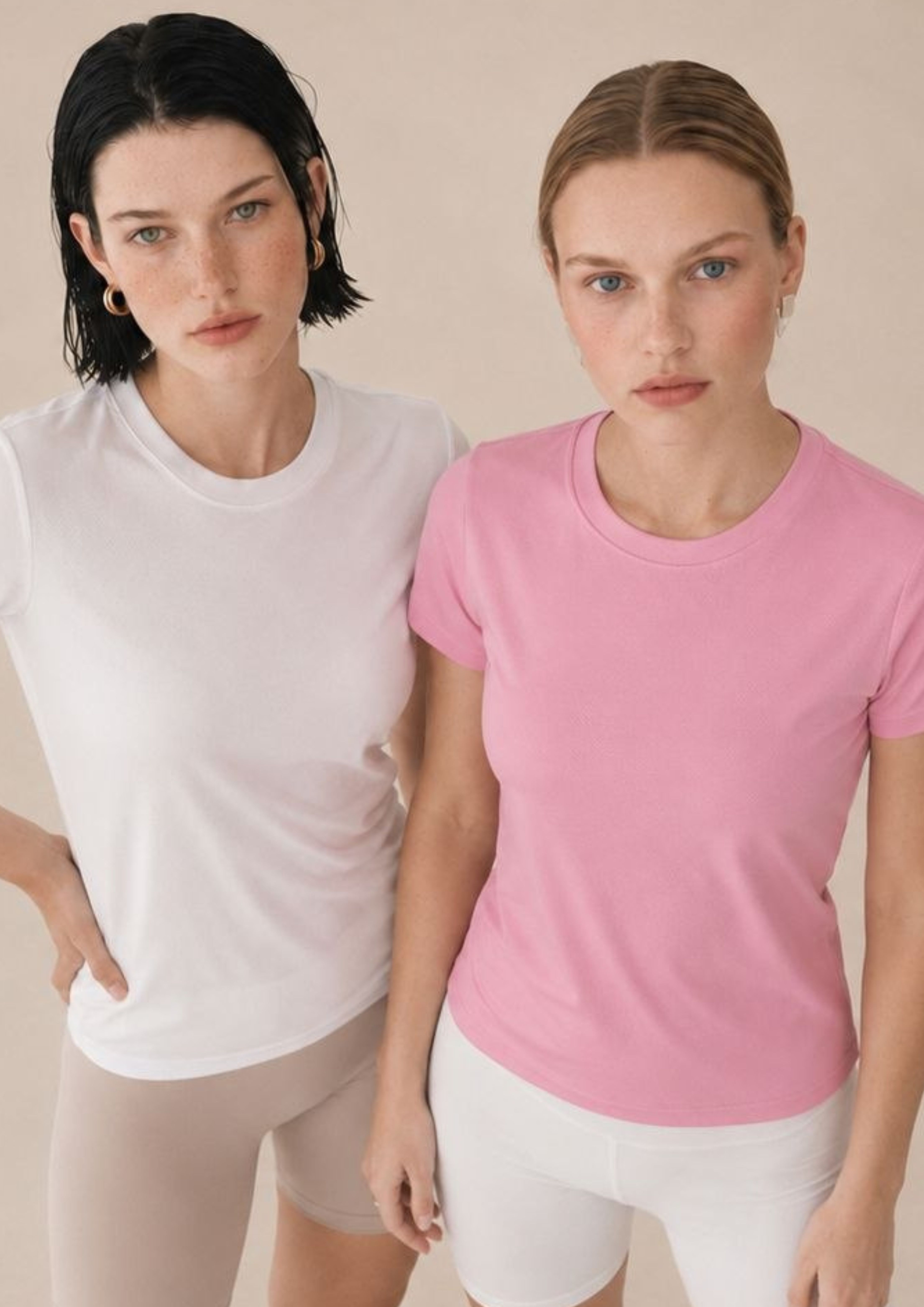 carlo magno Pack of 2 Women Solid Round Neck Polyester White, Pink T-Shirt-picture-32
