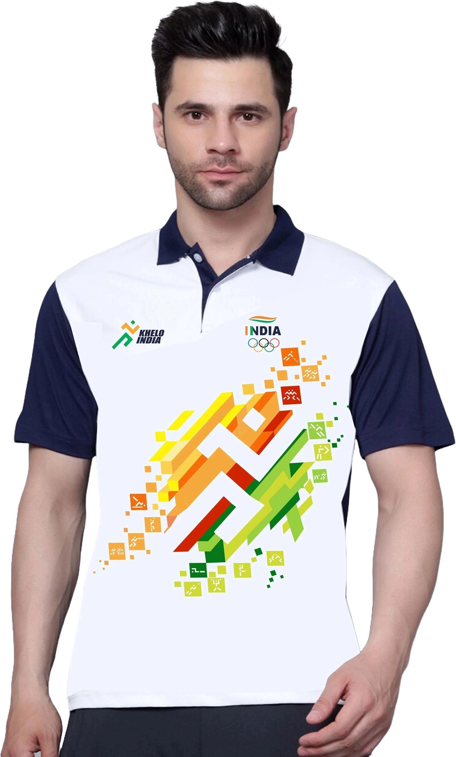 Men Printed Polo Neck Polyester Multicolor T-Shirt-image-23