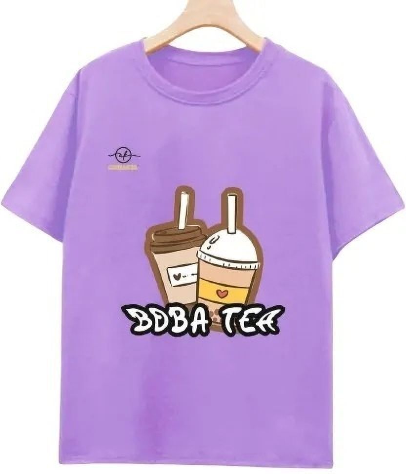 Women Printed Round Neck Cotton Blend Purple T-Shirt-image-18