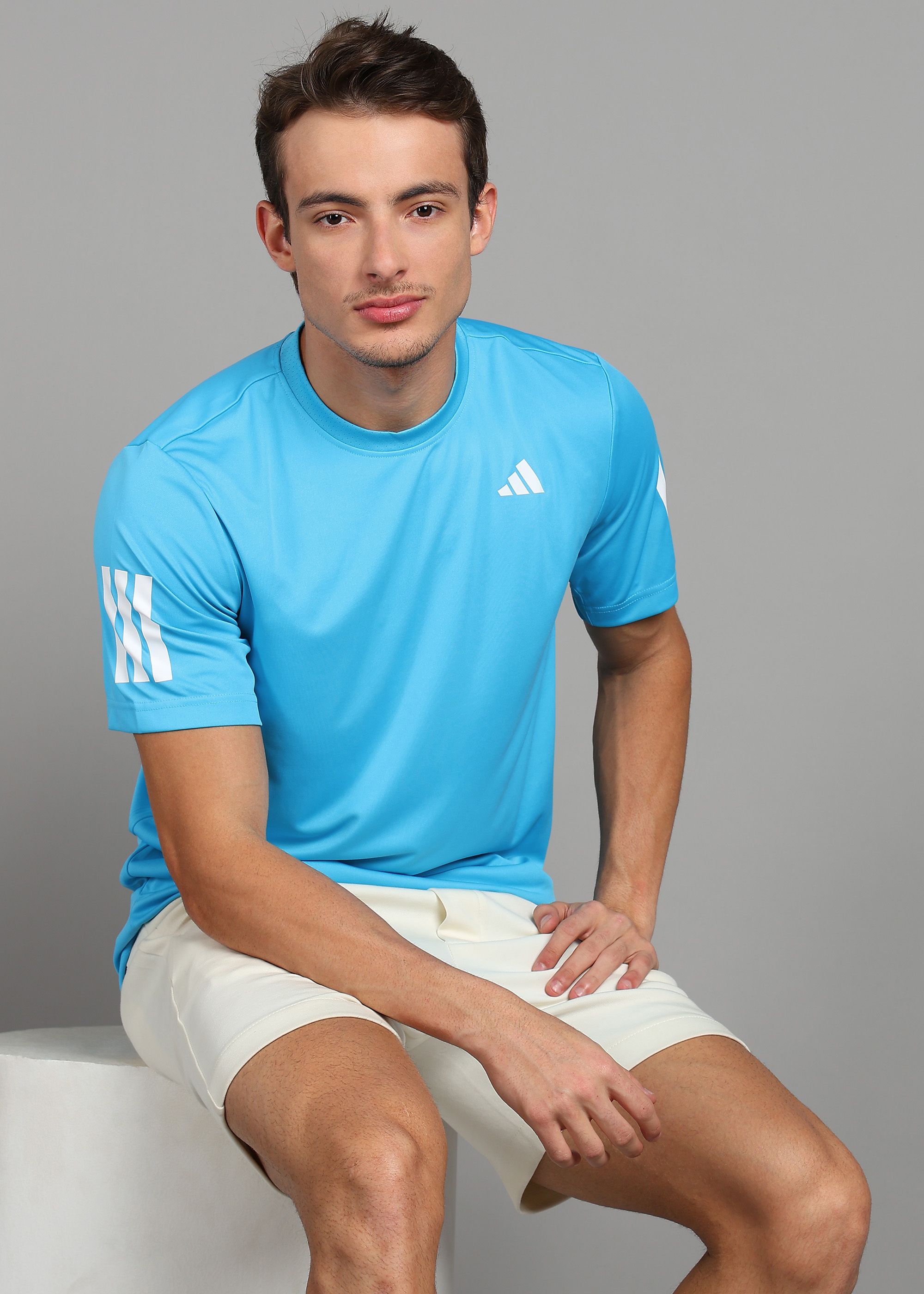 Men Solid Round Neck Polyester Blue T-Shirt-image-17