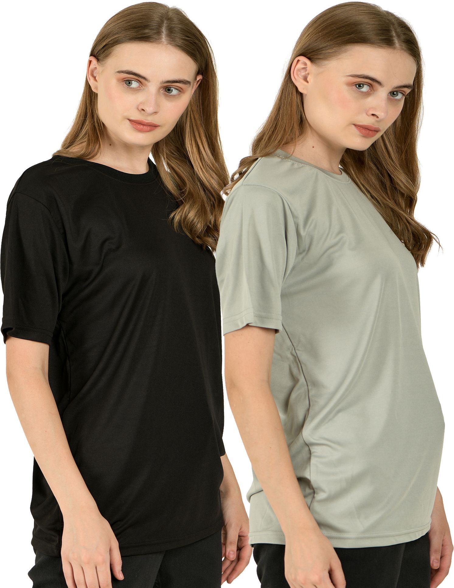 shaun Pack of 2 Women Sporty Round Neck Polyester Multicolor T-Shirt-picture-19