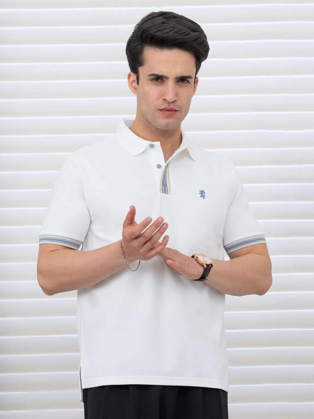 red tape Men Solid Polo Neck Polyester White T-Shirt-picture-10