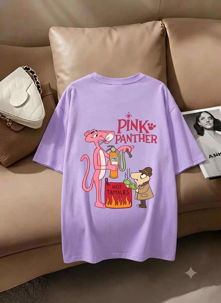 tromko Women Printed, Cartoon Round Neck Cotton Blend Purple T-Shirt-picture-16