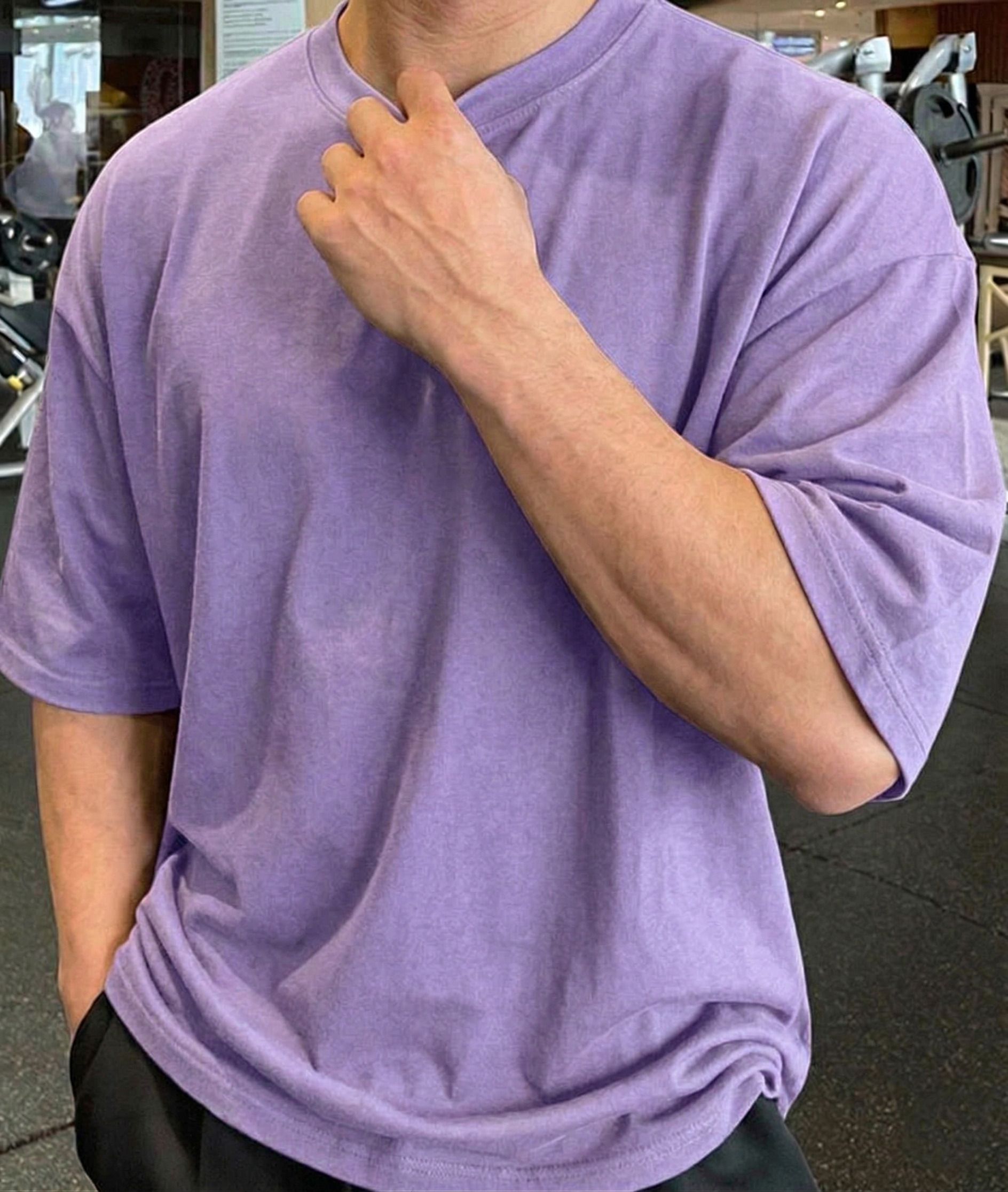 artme Men Solid Round Neck Cotton Blend Purple T-Shirt-picture-16