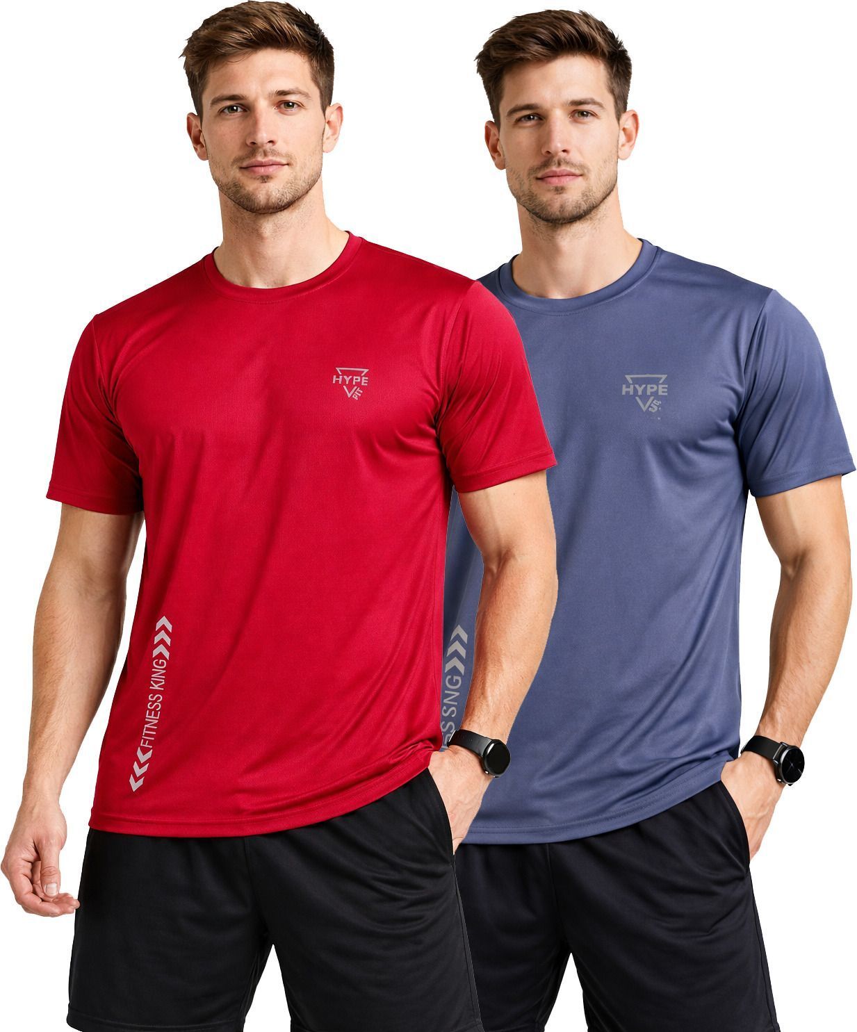 Pack of 2 Men Printed Round Neck Polyester Maroon, Grey T-Shirt-image-7