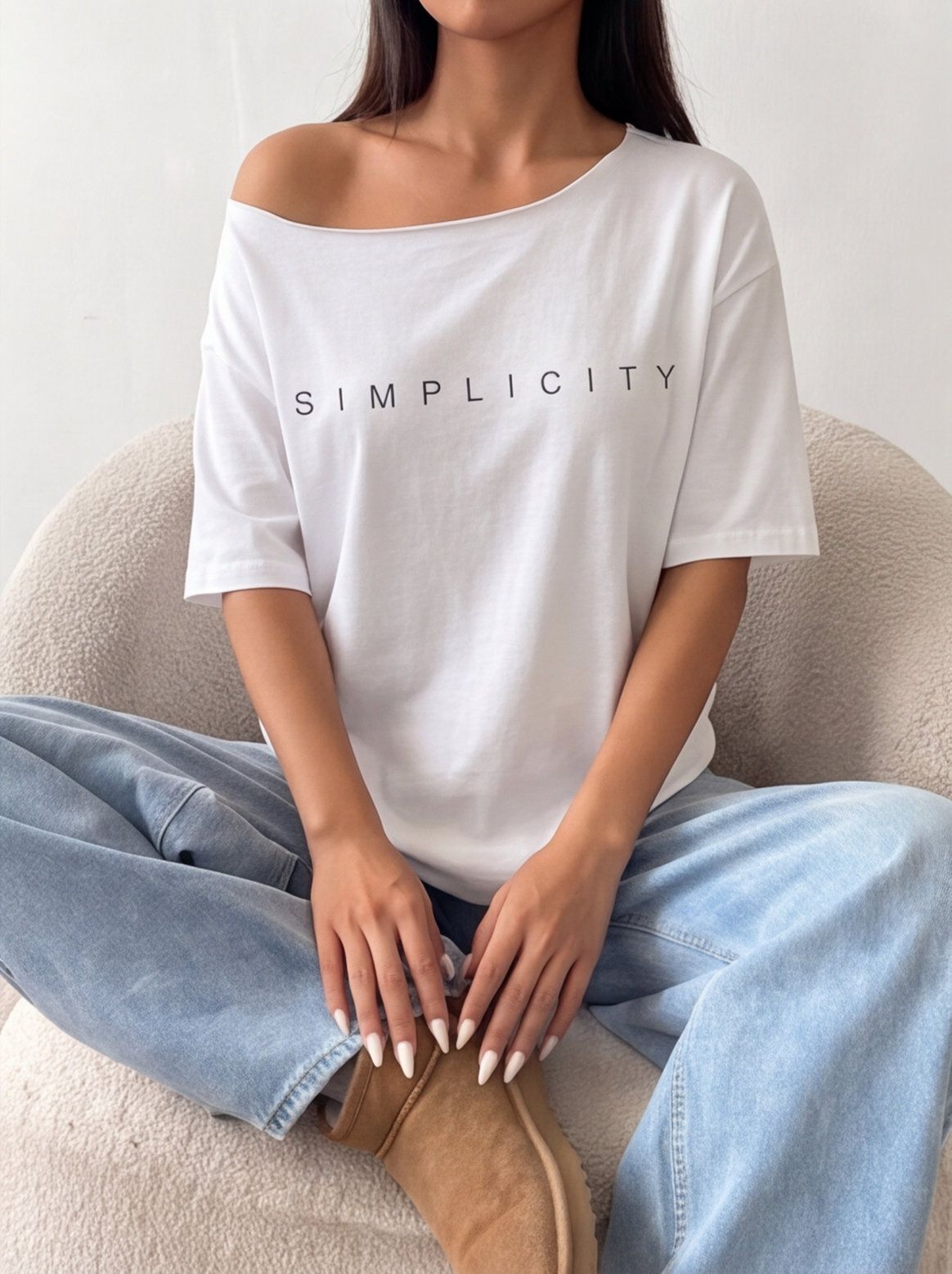 calm down Women Printed, Typography Round Neck Cotton Blend White T-Shirt-picture-11