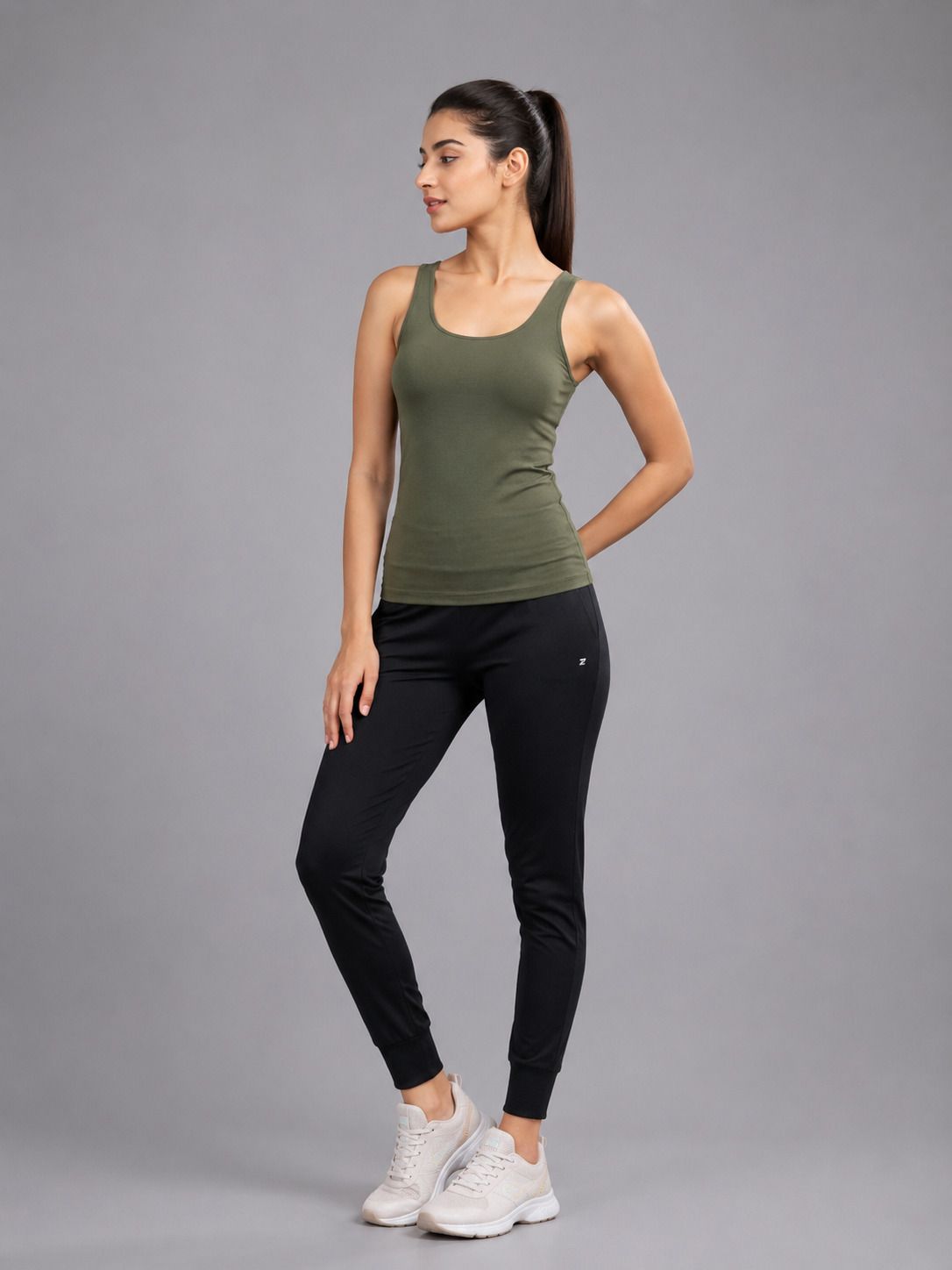 Women Solid Racerback Polycotton Green T-Shirt-image-8