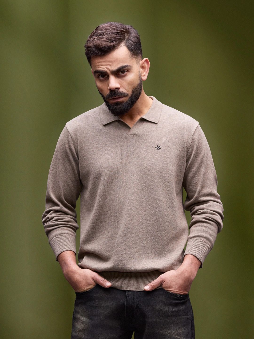 wrogn Men Solid Polo Neck Pure Cotton Brown T-Shirt-picture-35