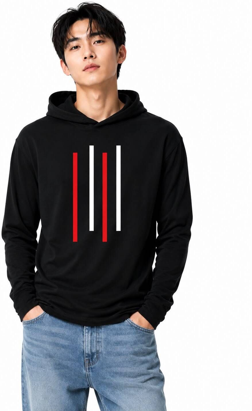 Men Printed Hooded Neck Cotton Blend Black T-Shirt-image-42