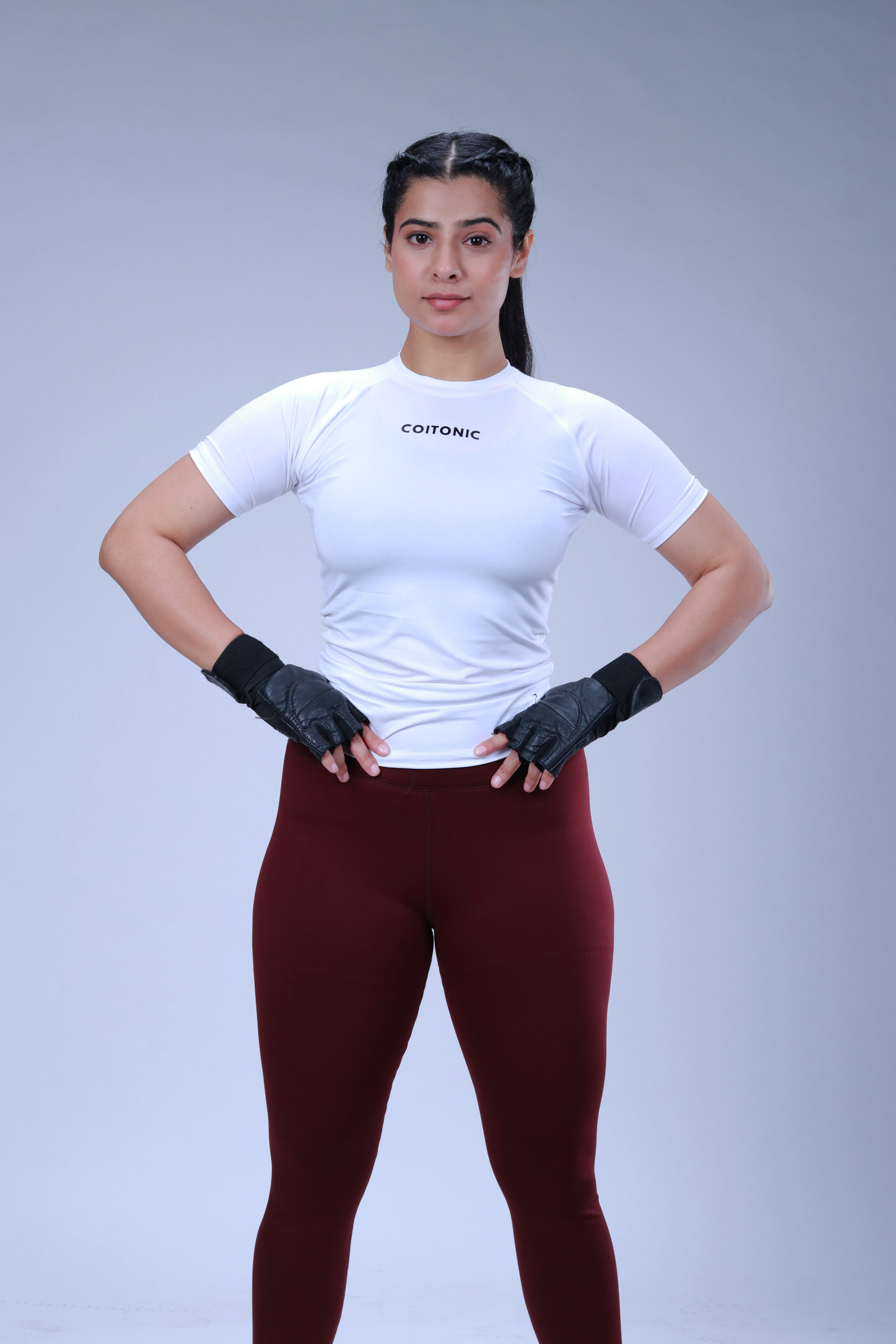 coitonic Women Solid Round Neck Polyester White T-Shirt-picture-17