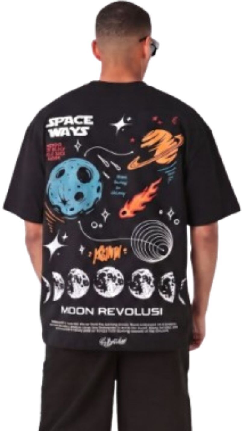 savriq Men Graphic Print, Printed Round Neck Reversible Organic Cotton Black T-Shirt-picture-11