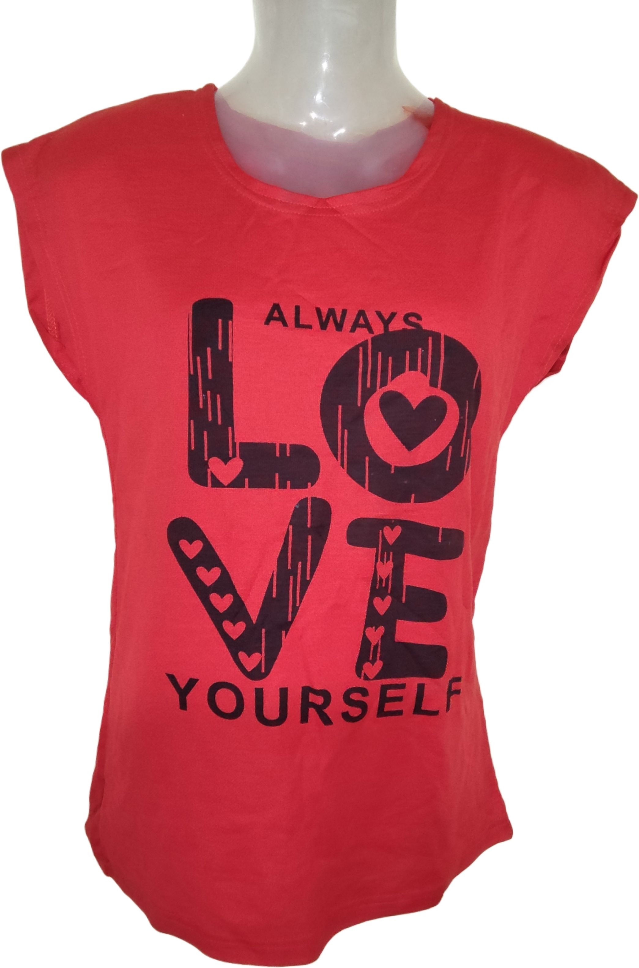 mageshwari online mart Women Polka Print Round Neck Cotton Blend Red T-Shirt-picture-29