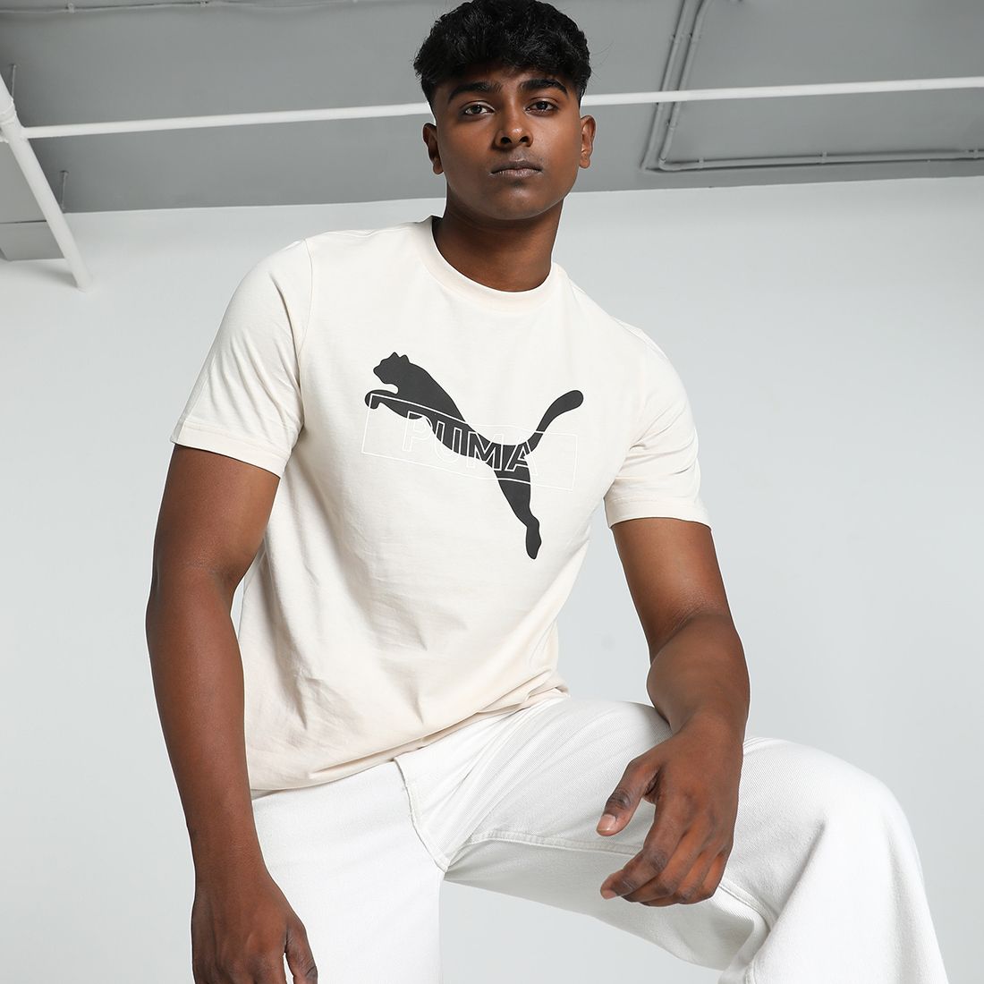puma Men Printed Crew Neck Cotton Blend White T-Shirt-picture-14
