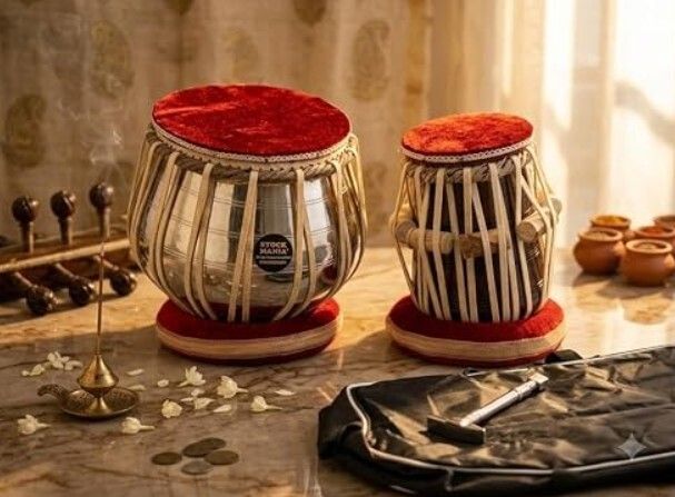 maga mart MM182 Professional Quality Steel Body Tabla Ring Pad +Hammer Free Cover Bag Tabla-picture-15