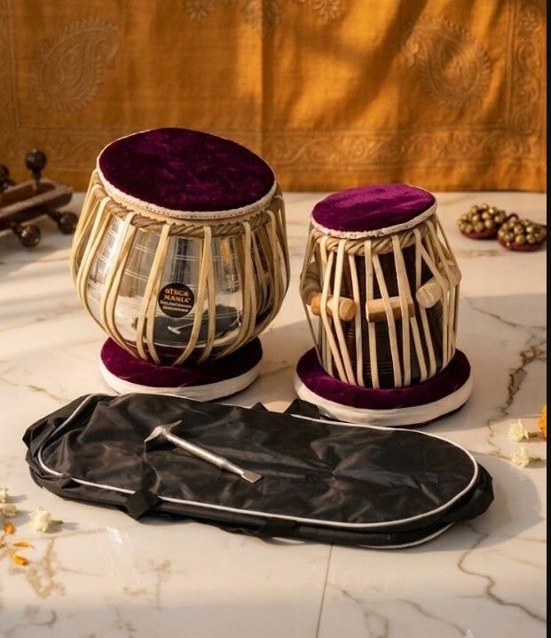 maga mart MM179 Professional Quality Steel Body Tabla Ring Pad +Hammer Free Cover Bag Tabla-picture-2
