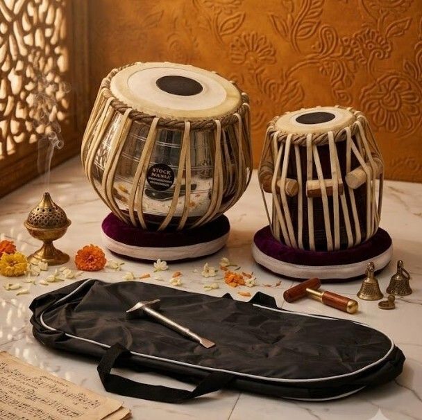 maga mart MM178 Professional Quality Steel Body Tabla Ring Pad +Hammer Free Cover Bag Tabla-picture-3