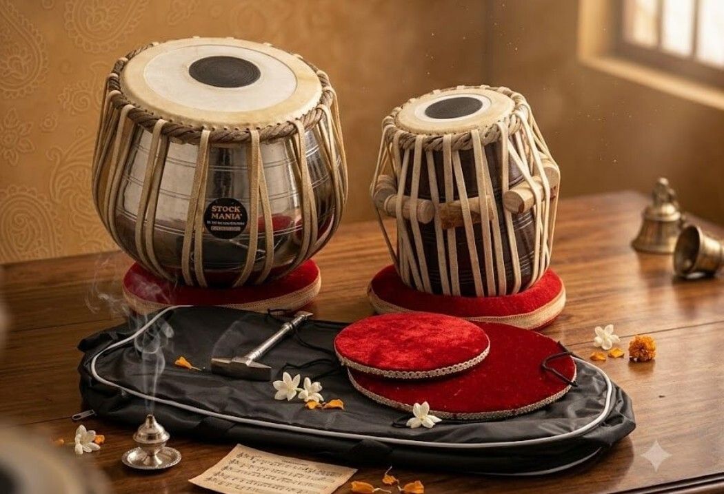 maga mart MM183 Professional Quality Steel Body Tabla Ring Pad +Hammer Free Cover Bag Tabla-picture-11