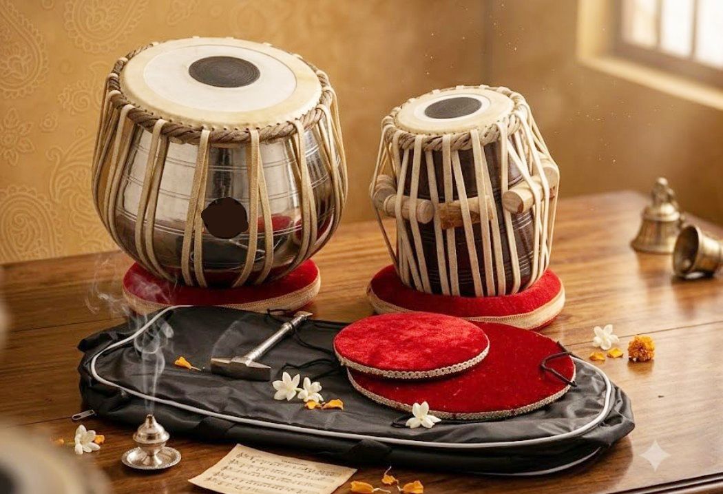 maga mart MM203 Professional Quality Steel Body Tabla Ring Pad +Hammer Free Cover Bag Tabla-picture-9