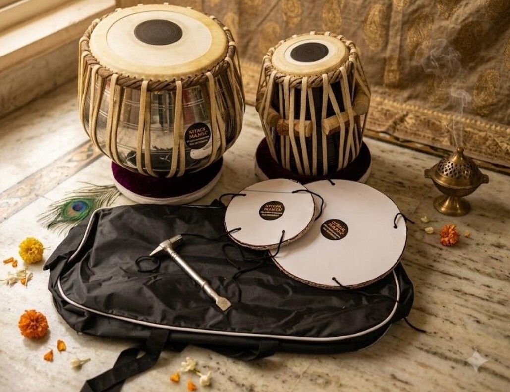 maga mart MM180 Professional Quality Steel Body Tabla Ring Pad +Hammer Free Cover Bag Tabla-picture-1