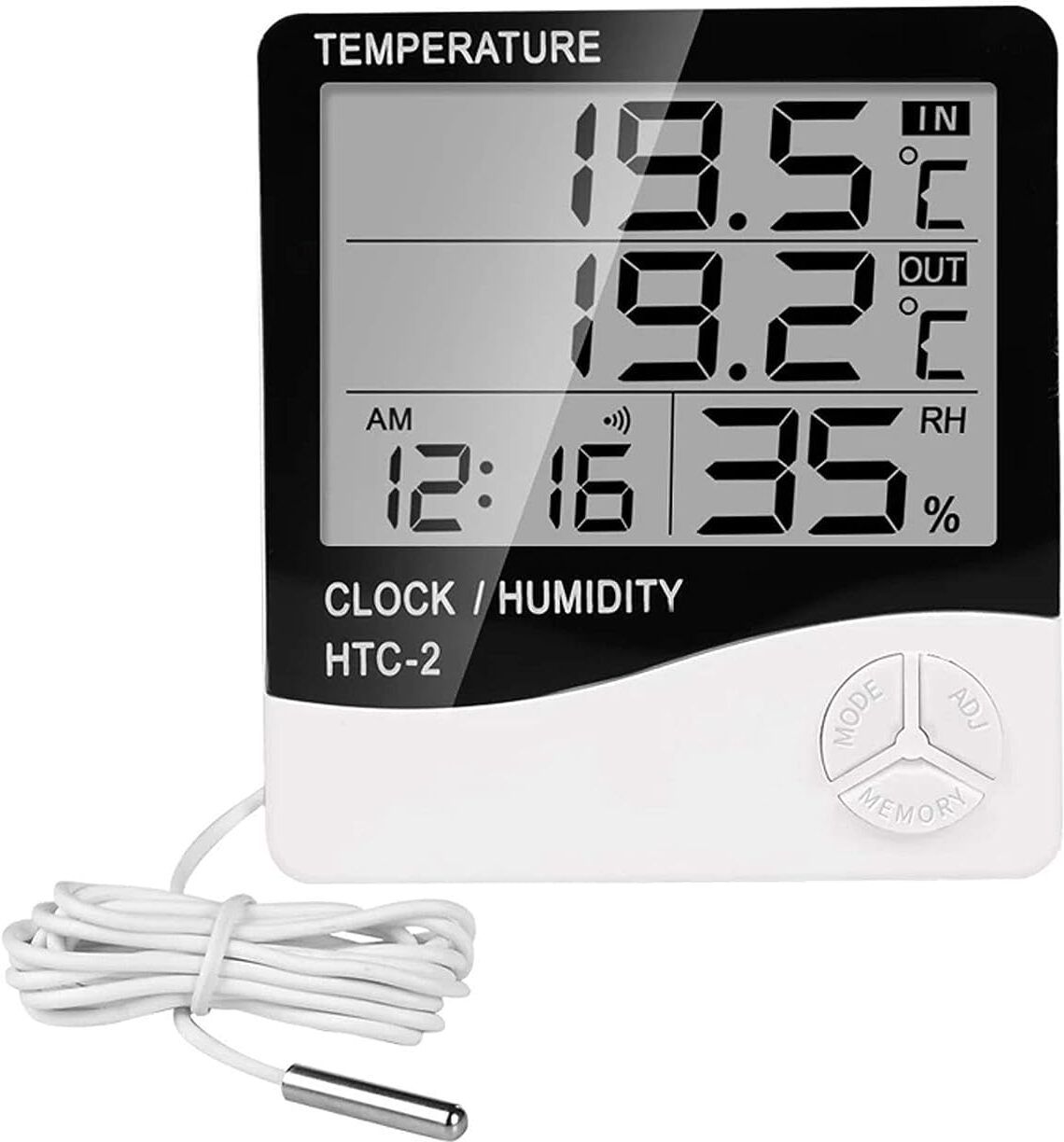 HTC-2 Digital Hygrometer Thermometer Humidity Meter With LCD Display Clock A36 Hydrometer-image-24