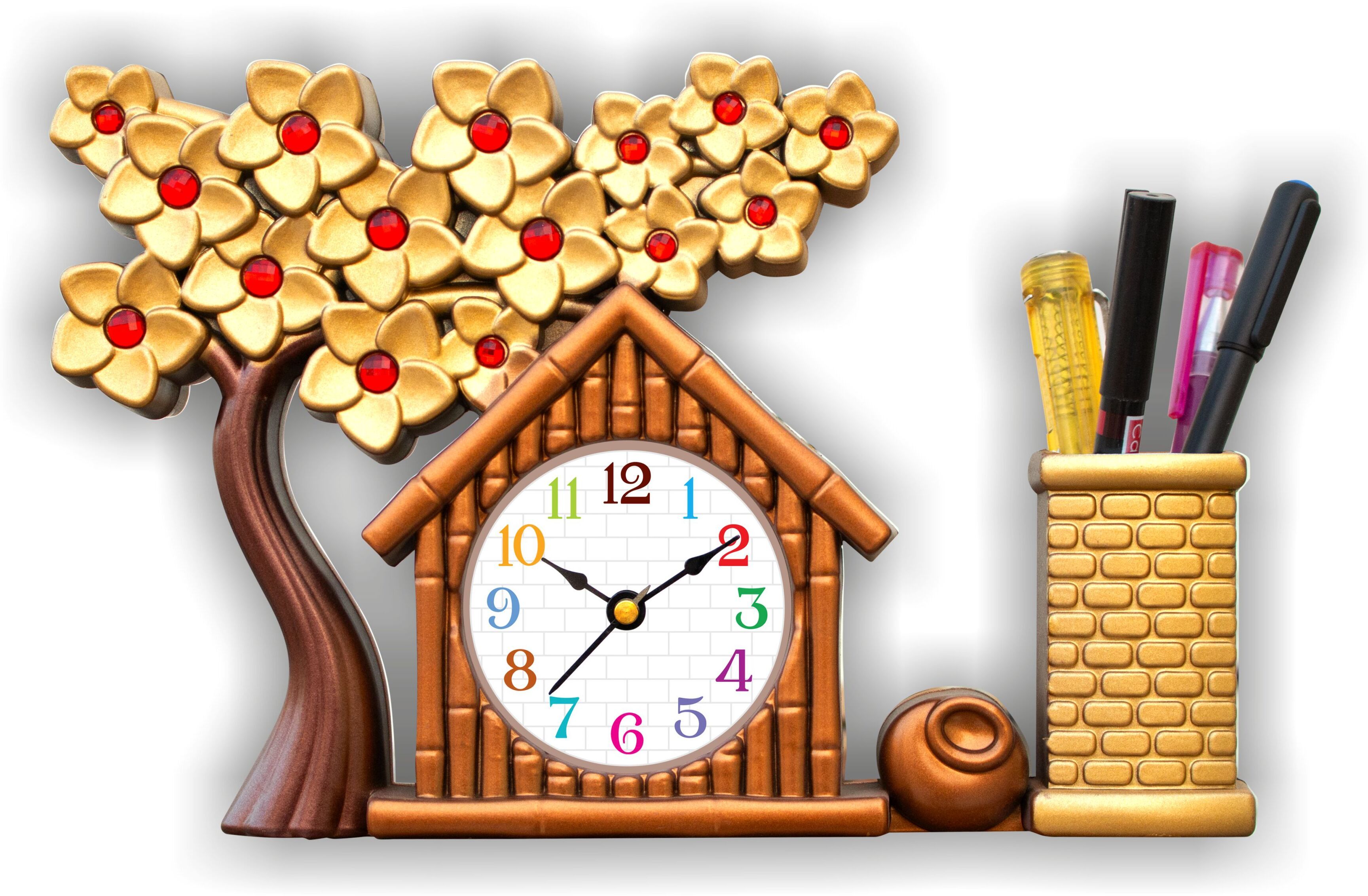 art ocean Analog Orange, Golden Clock-picture-21