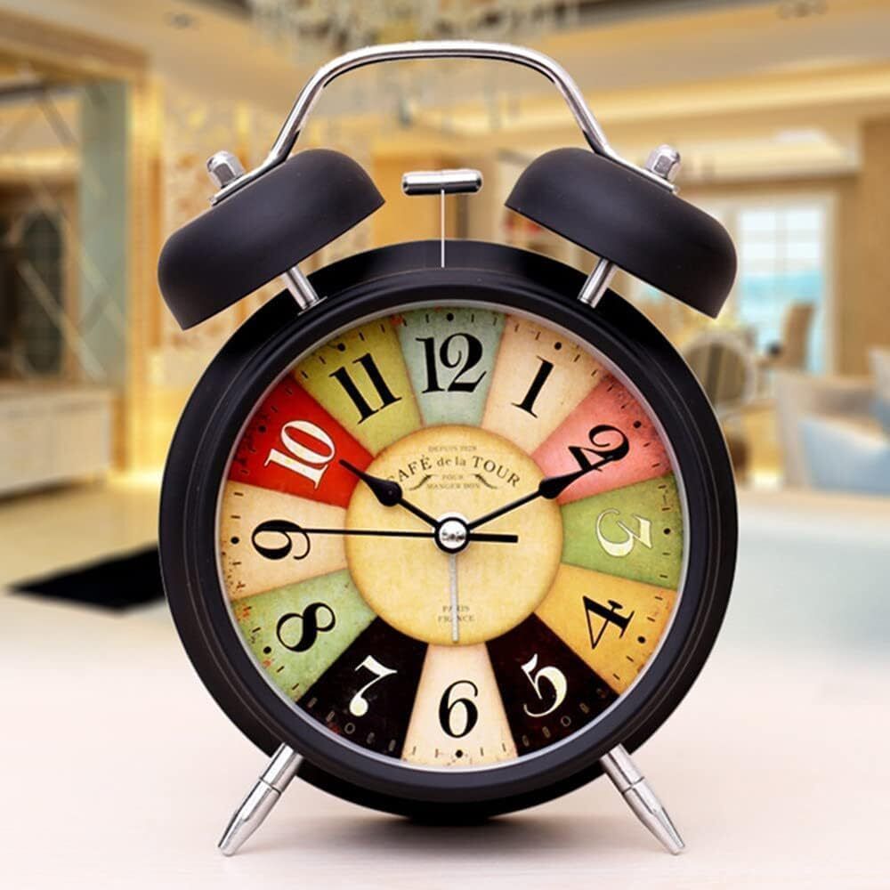 Analog Twin Bell Multicolour Rainbow Alaram, LED Table Clock with Loud Alarm Clock-image-4