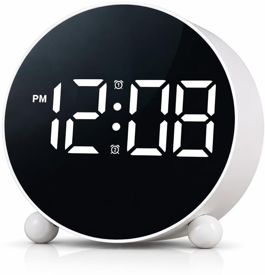Digital White N1 Clock