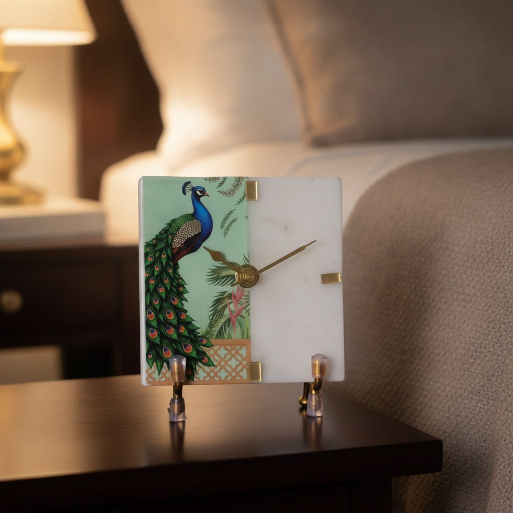 homearte Analog Peacock Square Clock-picture-38