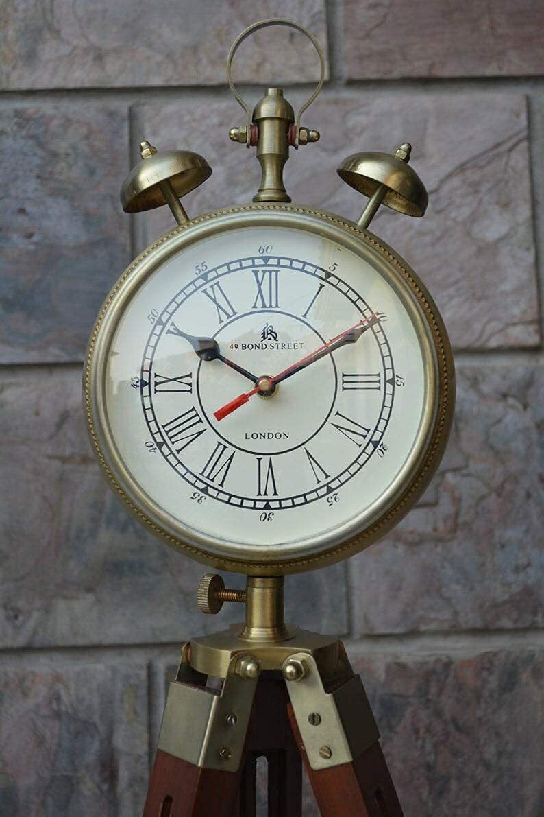 Analog Wooden Tripod Stand Clock Adjustable, Fitting Tripod Clock-image-9