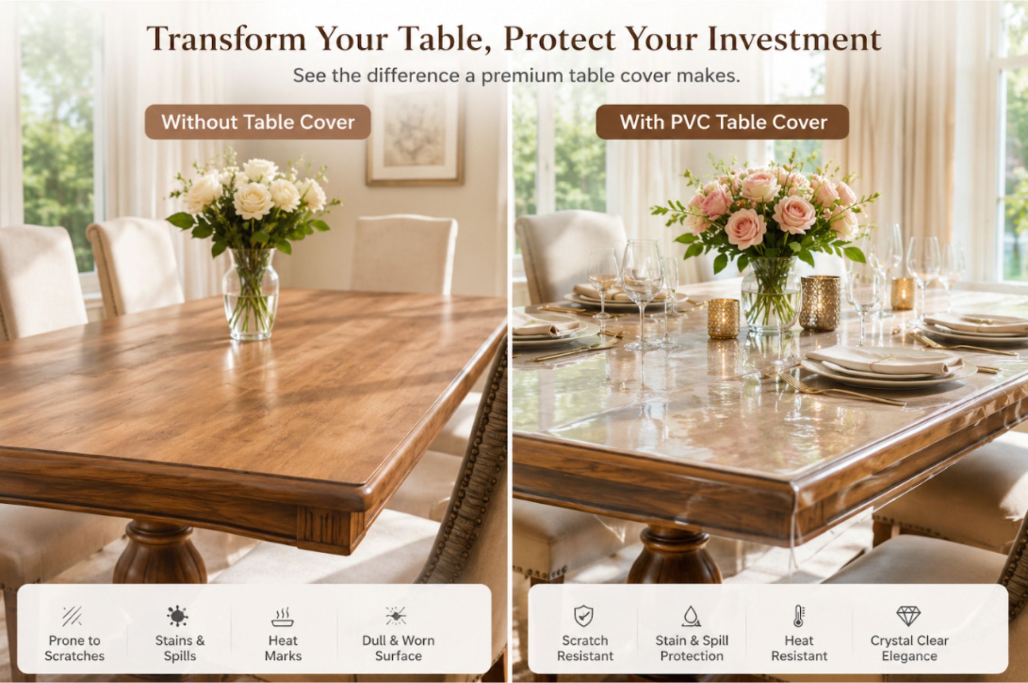 Plastic 6 Seater Solid Table Cover-image-19