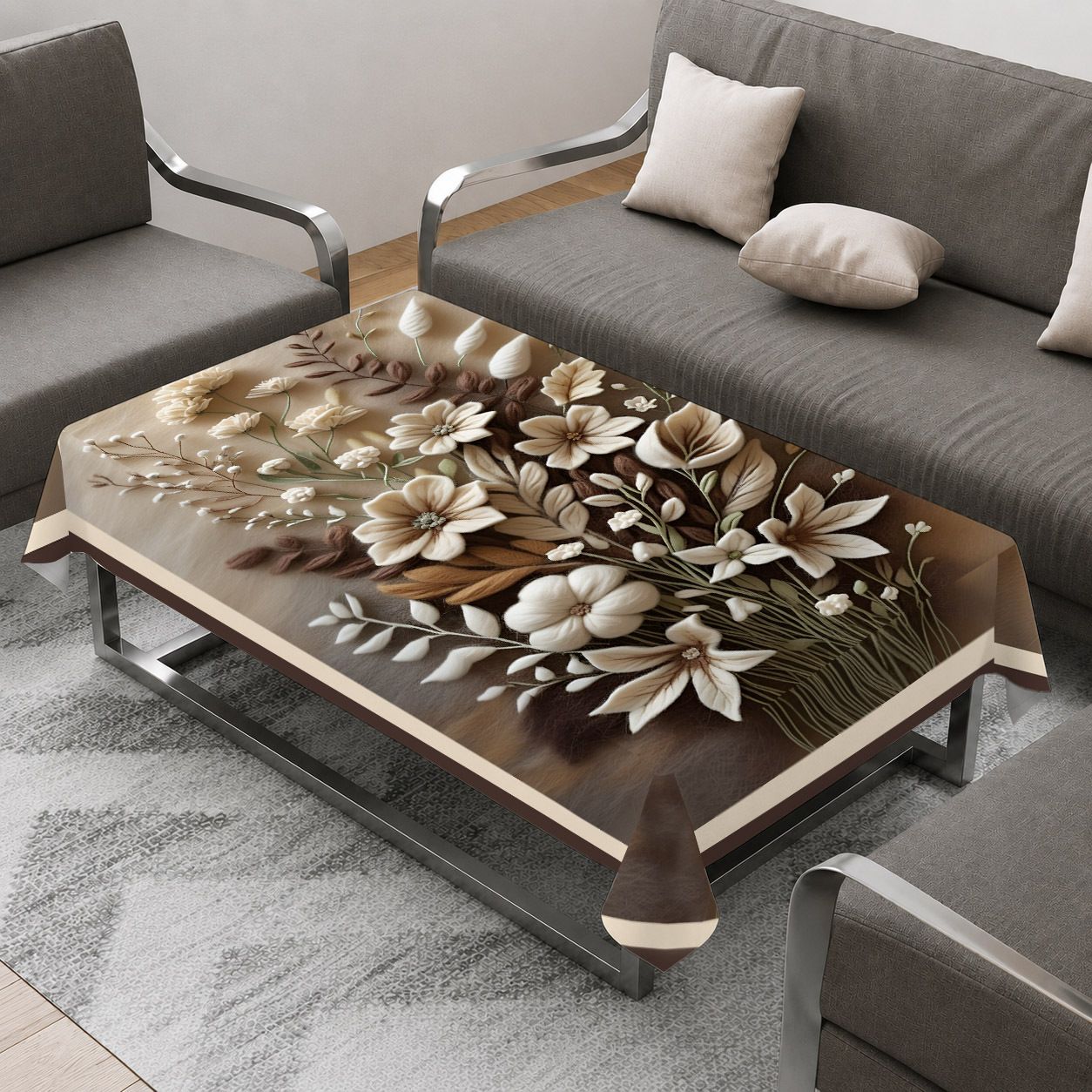 ivaza Velvet 4 Seater Printed Table Cover-picture-15