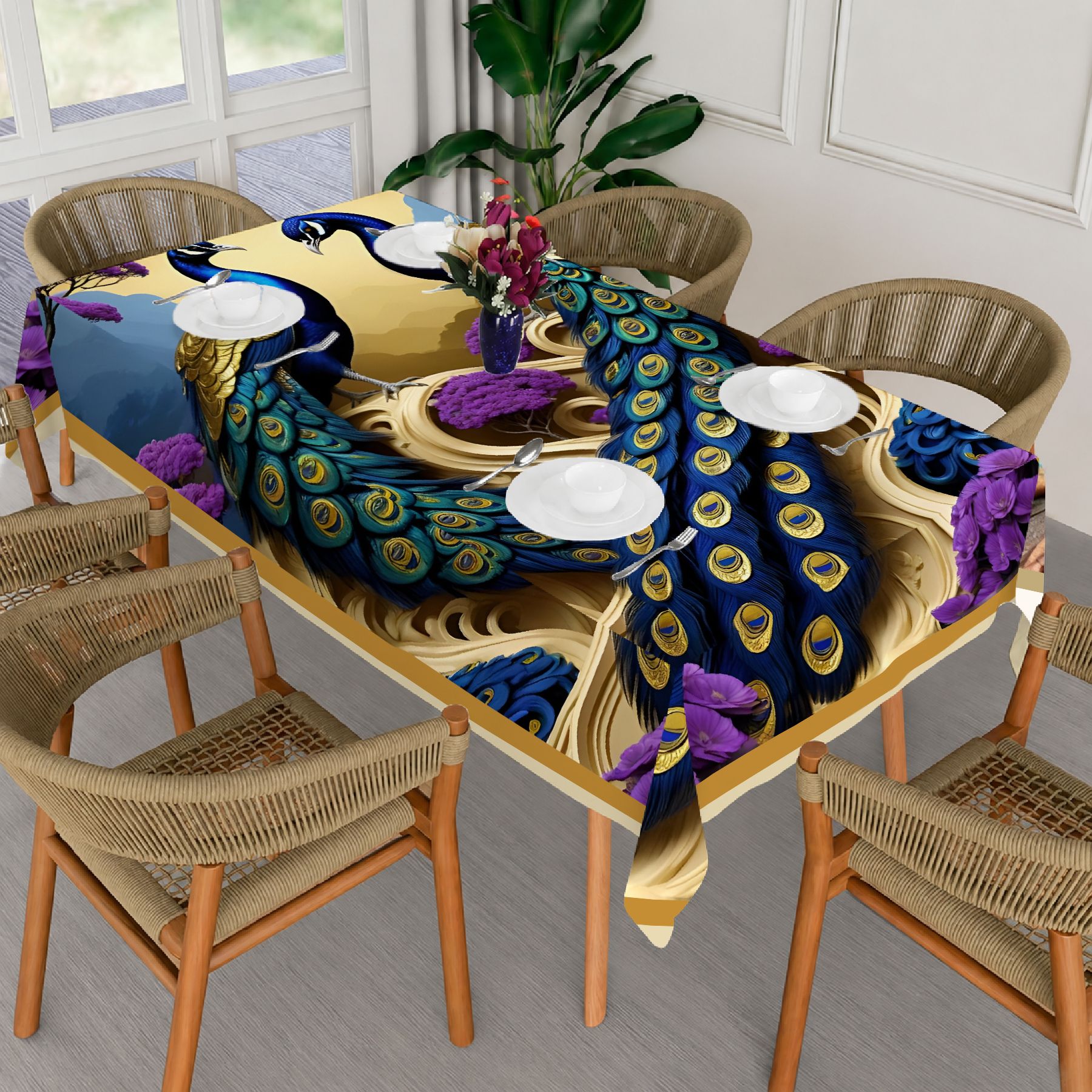 ivaza Velvet 6 Seater Printed Table Cover-picture-23