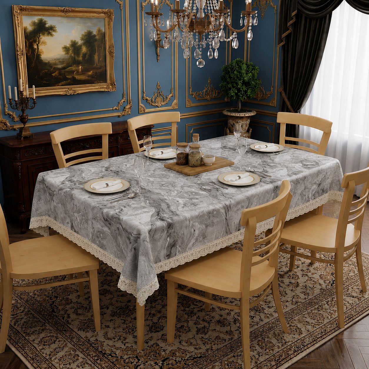 vds collection PVC 6 Seater Abstract Table Cover-picture-40