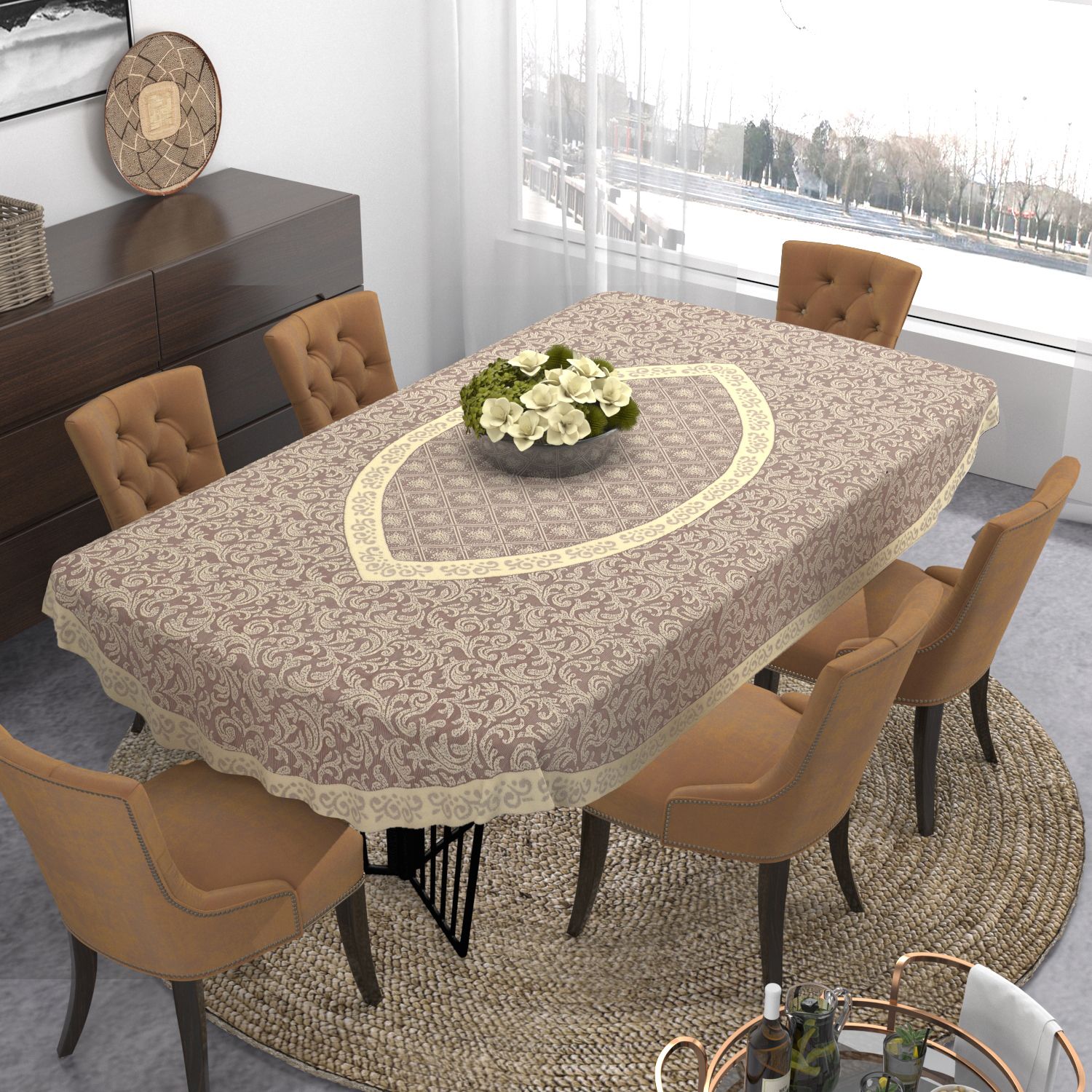 easttardomm Cotton 6 Seater Floral Table Cover-picture-26