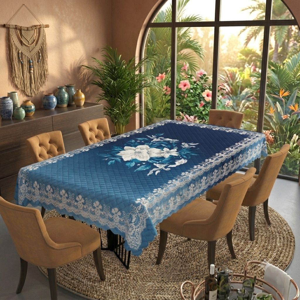Velvet 6 Seater Printed Table Cover-image-9