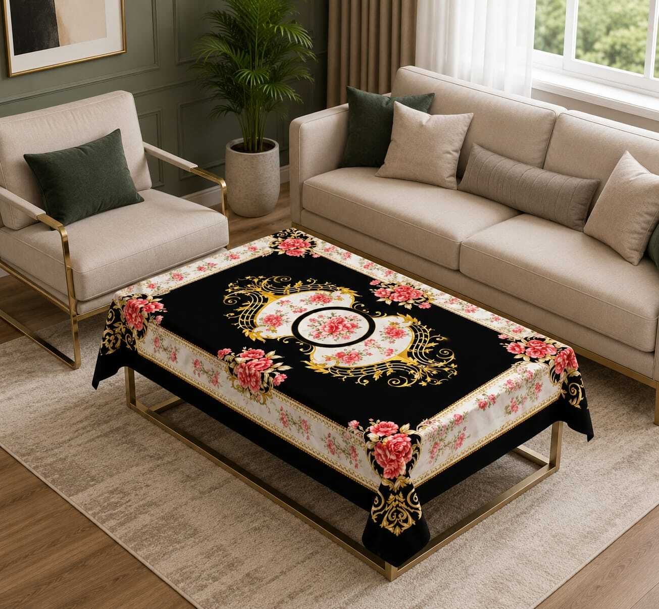 loomcraftstudio Polyester 4 Seater Printed Table Cover-picture-17