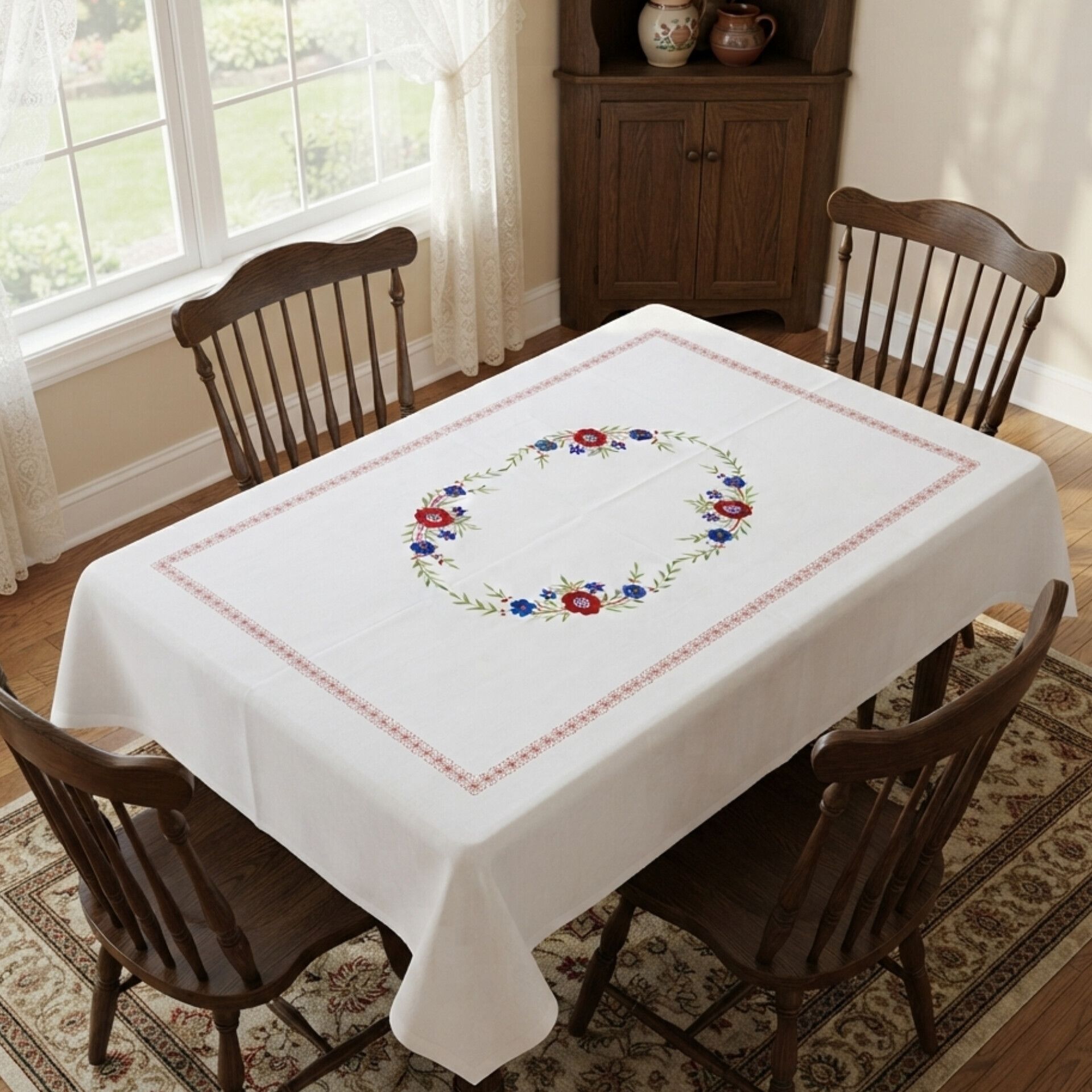 arsha chikankari Cotton 4 Seater Embroidered Table Cover-picture-40