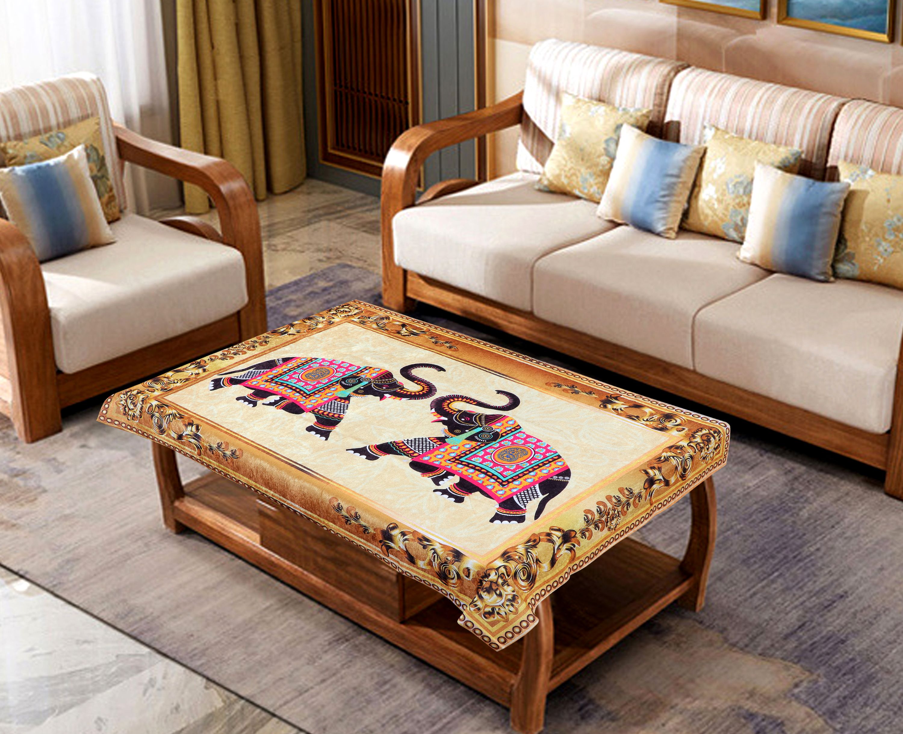 chanting Velvet, Polyester 4 Seater Animal Table Cover-picture-20
