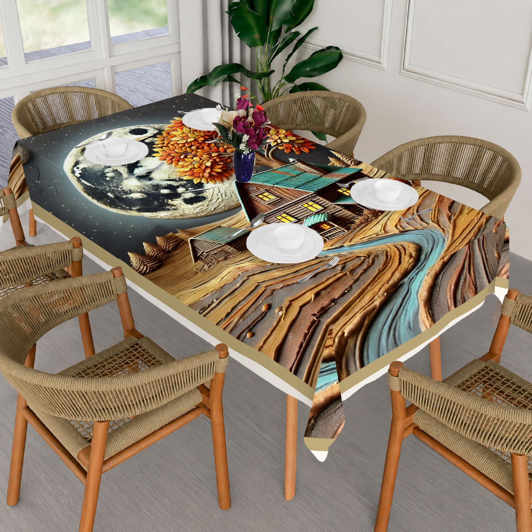 ivaza Velvet 6 Seater Printed Table Cover-picture-22