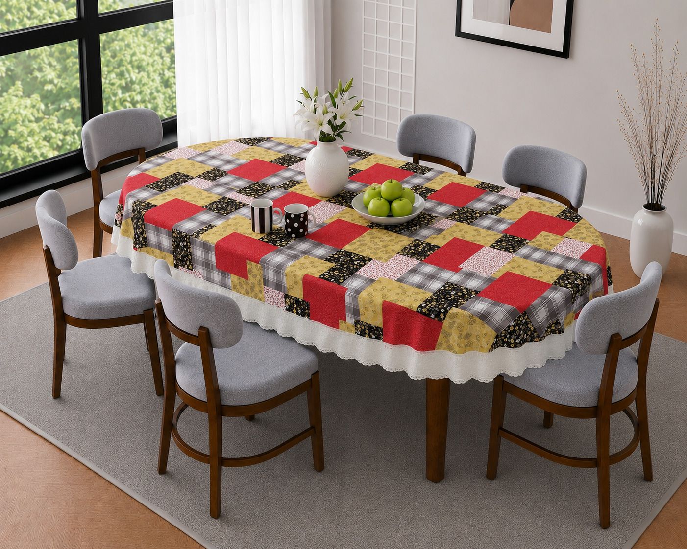 dynamicdecor PVC 6 Seater Printed Table Cover-picture-2