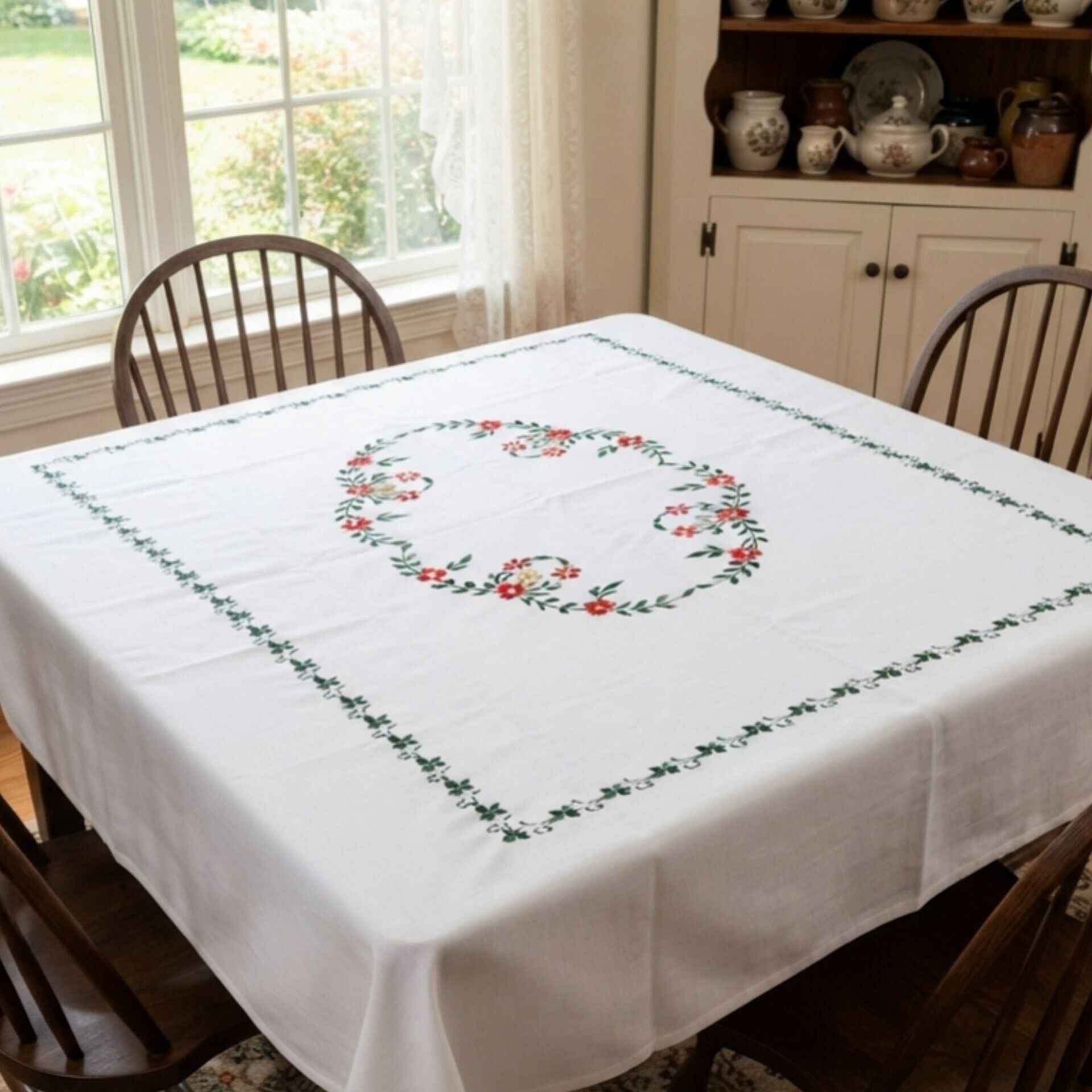 arsha chikankari Cotton 4 Seater Embroidered Table Cover-picture-33