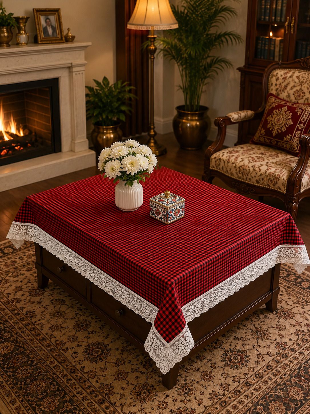 vj retails PVC, Plastic, Polyester 4 Seater Printed Table Cover-picture-29