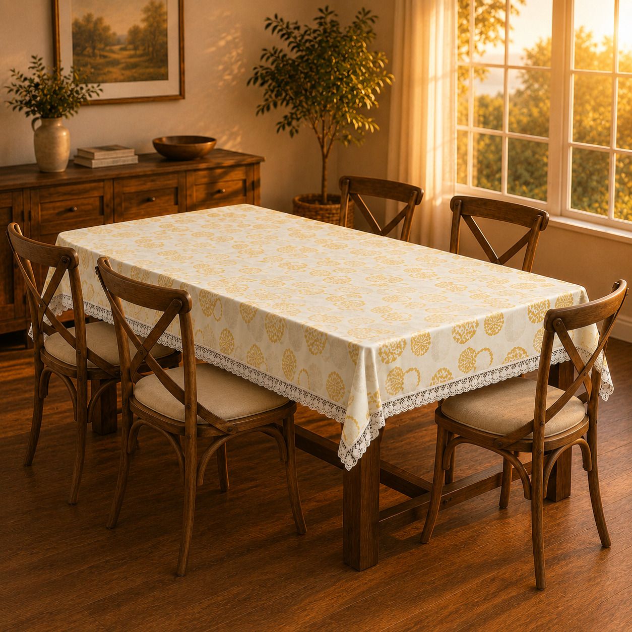 wani PVC, Plastic 6 Seater Floral Table Cover-picture-25