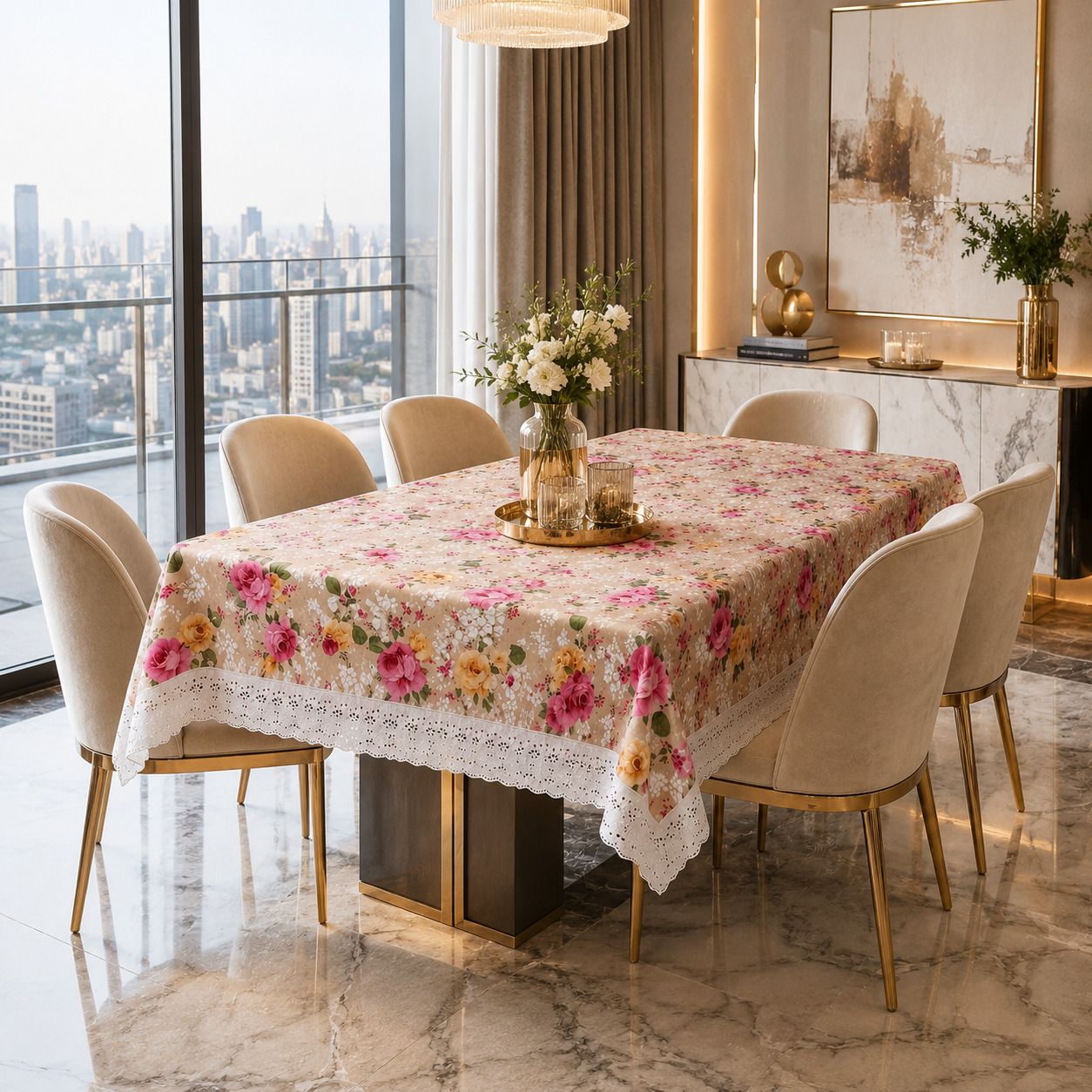 wani Plastic, PVC 6 Seater Floral Table Cover-picture-27