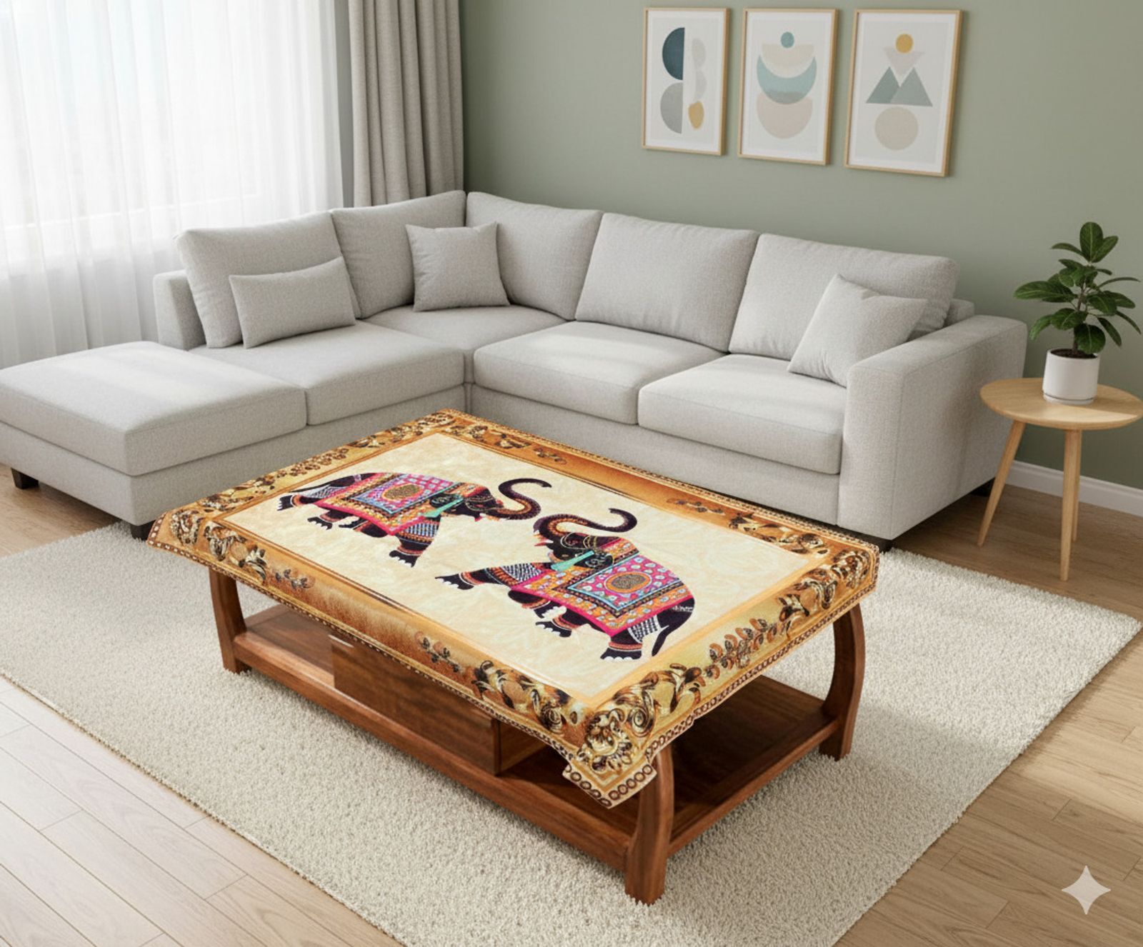 ankit feb Velvet 4 Seater Floral Table Cover-picture-17