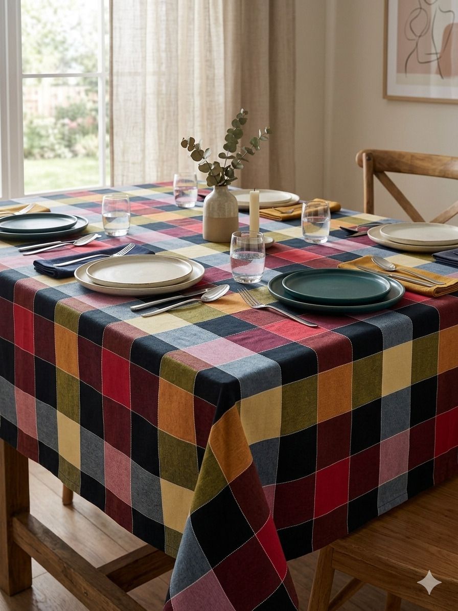 bmt Cotton 4 Seater Checkered Table Cover-picture-22