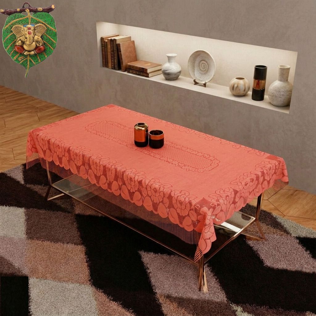 Cotton 4 Seater Self Design Table Cover-image-26