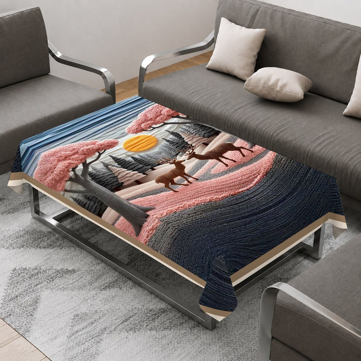 ivaza Velvet 4 Seater Printed Table Cover-picture-11