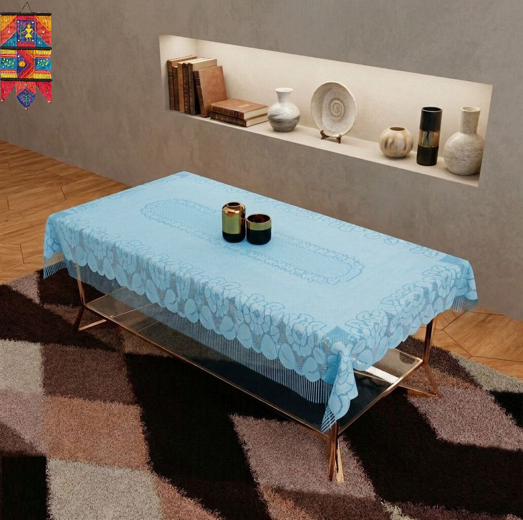 Cotton 4 Seater Self Design Table Cover-image-1