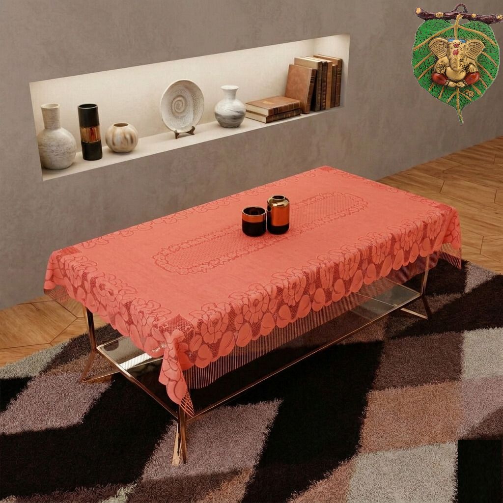 Cotton 4 Seater Self Design Table Cover-image-40